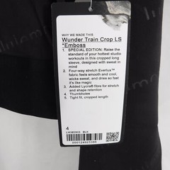 lululemon Wunder Train Crop Long Sleeve *Special Edit Black Sz 4 SEE DESCRIPTION