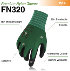 Guantes trabajo nailon nitrilo verde bosque 3 pares ajuste comodo y agarre firme