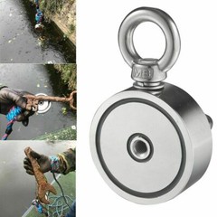 500LBS Double Sided Fishing Magnets Round Salvage Neodymium Hunt Magnet or Rope