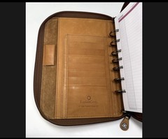 NEW VTG 1996 Franklin Covey SpaceMaker Tan Tobacco Leather Zip Planner 10×7 MINT