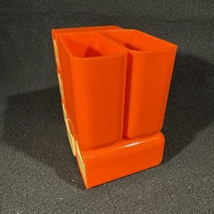 Vintage HOF Hong Kong Orange Plastic Desk Organizer 4 Drawers 2 Cups No 7412
