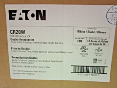 EATON CR20W DUPLEX RECEPTACLES – WHITE – QTY. 100 – NEW IN BOX