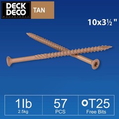 57 PCS 10×3-1/2 Inch Wood Screws Tan Ruspert Coating, Torx Star Drive Flat Bit