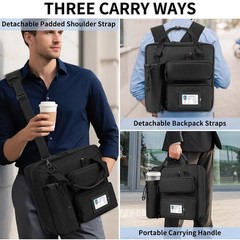 Zipper Binder 3 Ring 3-inch with Shoulder Strap & Backpack Straps, Black 700 …