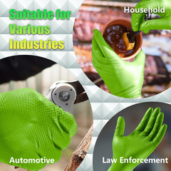 300 PCS Black Heavy Duty 8Mil Nitrile Gloves, Diamond Grip, Latex & Powder Free