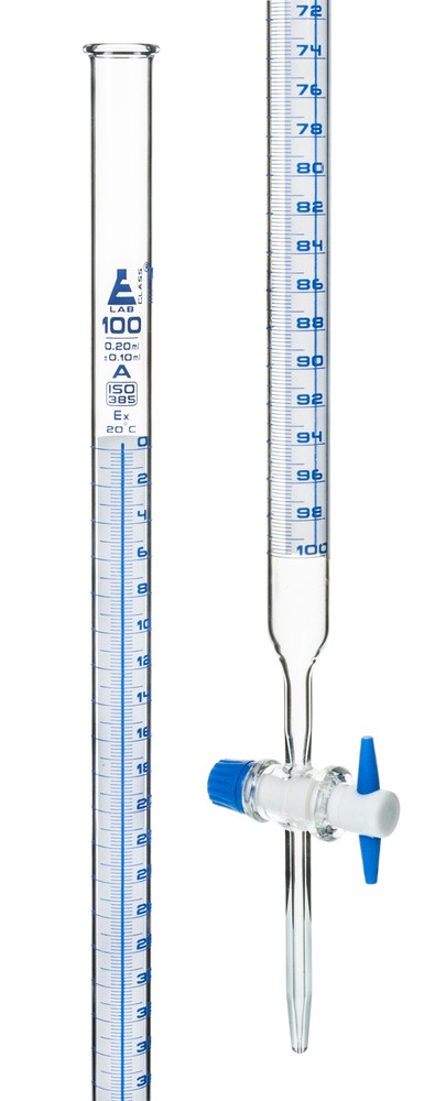 100ml Shellbach Glass Burette – Class A – PTFE Stopcock – Eisco Labs