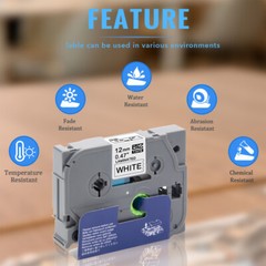 10PK For Brother P-Touch TZe-231 TZ-231 12mm White Standard Laminated Label Tape