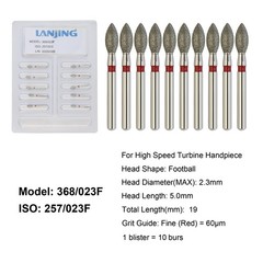 Dental Diamond Football Burs Friction Grip Fine Grit Red High Speed FG 368/023F