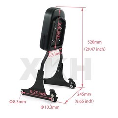 XKH- Matte Black Detachable Backrest Sissy Bar Flame Same as picture show