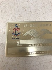 NEW Vintage SSN Social Security Card Metal USA Navy USN