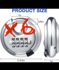 6 Pack 4 Digit Combination Locks Stainless Steel Disc Lock Combo Padlock