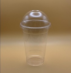 25 Pack 16oz Clear PET Cups with Dome Lids for Ice Drink, Smoothie, Fruit Cup