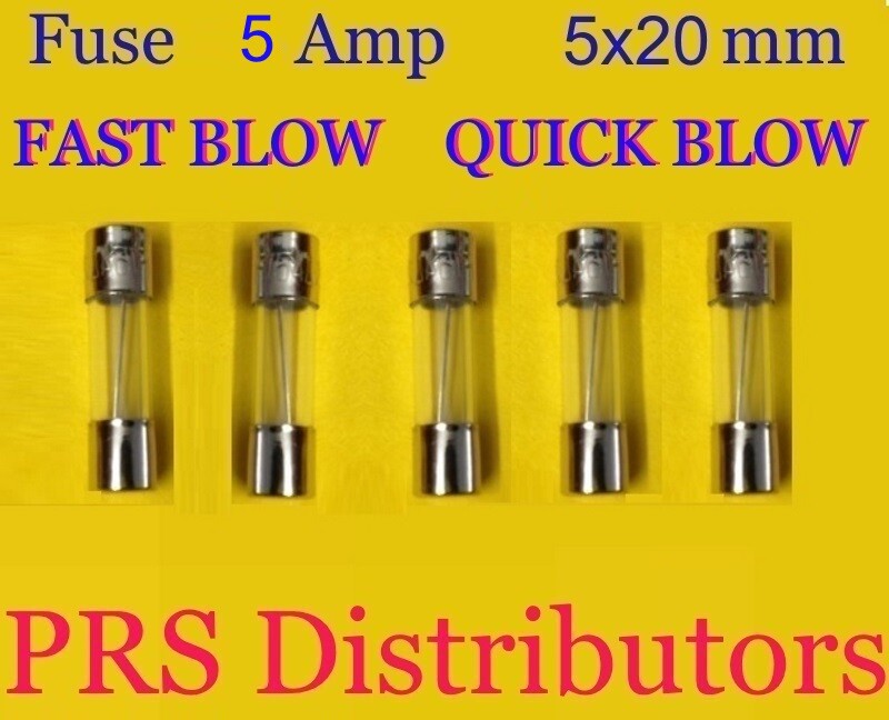 Fuse 5A 250V 5X20mm FAST BLOW QUICK BLOW Glass Fuse 5 Amp 5 pieces USA SELLER