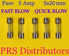 Fuse 5A 250V 5X20mm FAST BLOW QUICK BLOW Glass Fuse 5 Amp 5 pieces USA SELLER