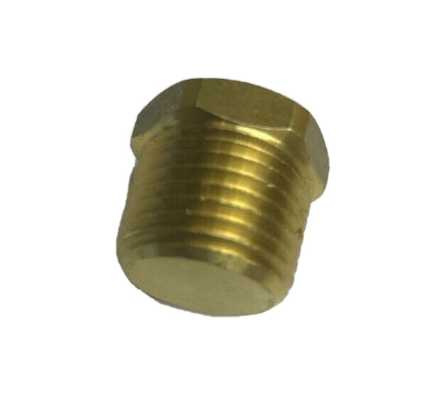 Brass Plug 3/8 NPT Male, Hex Head Solid Brass Made In USA