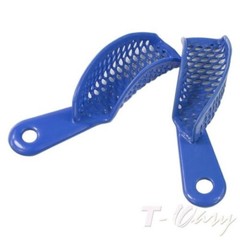 2Pcs/10Pcs Dental Autoclavable Plastic-Steel Impression Trays Blue Denture Model