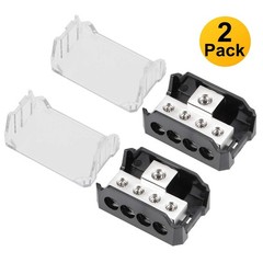 VonSom 4 Way Power Distribution Block, 1x 0/2/4 AWG Gauge in / 4X 4/8/10 Gaug…