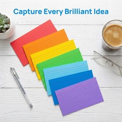 Colored Index Cards 3×5 Inches, 300 Count Neon 3 x 5, Colors—6 Colors