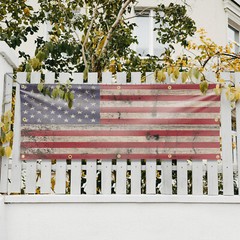 Rusty American Flag Vinyl Banner Sign with Metal Grommets Heavy-Duty