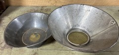 2 Vintage Galvanized Metal Dairy Strainer, Farmhouse Milk Funnel