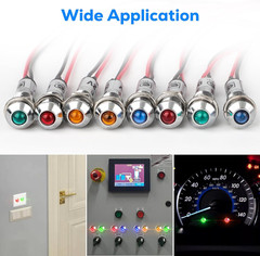 Linkstyle 8Mm 12V LED Indicator Light: 8PCS Panel Mount, Waterproof Metal Dash L
