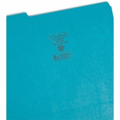 Smead SMD13134 Teal File Folders 1/3 Tab Cut 0.75″ Exp 100/Box