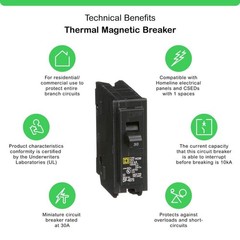 Homeline 30 Amp One-Pole Circuit Breaker HOM130CP, Square D Breakers 120/240 VAC