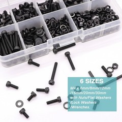 380PCS M4 Screw Kit M4x6/8/12/16/20/30mm 6 Size Hex Socket Head Cap Screws,M4 Bo