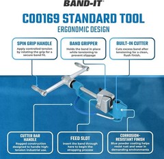 BAND-IT Band Clamp Tool: 0.1875 in Min. Strapping Wd, 0.75 in Max. Strapping Wd