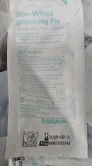 BRAUN Dispensing Pin Assembly Non-Vented 1-Way Valve 412022 (50 Ct) Exp 03-31-29