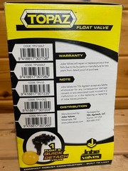 Jobe Topaz Float Valve 1″ NPT w/Detach Short Tail TPV1″D
