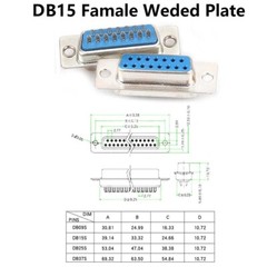 DB15/25/37 Pin D-Sub Female/Male Solder Type Connector + Metal/Plastic Shell