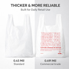 Bags 1/6 Large 21 x 6.5 x 11.5 THANK YOU T-Shirt Plastic Grocery Shopping Bags