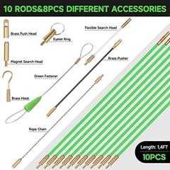 Fiberglass Running Wire Fish Tape Kit – 14FT with Storage Case & 8 Attachments