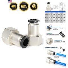 Female Straight 1/4 Inch Tube OD x 1/4 Inch NPT Thread Push to Connect Fittin…