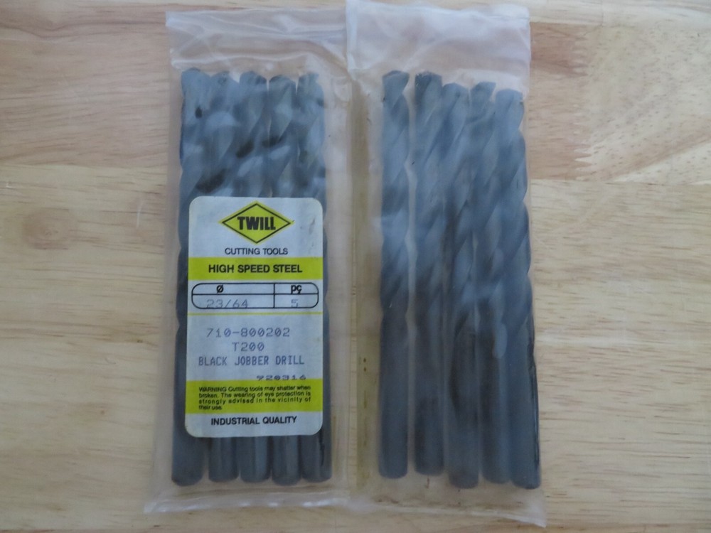 5 pcs DOALL TWILL Jobber Length Metal Twist Drills 23/64″ HSS Black Oxide Brazil