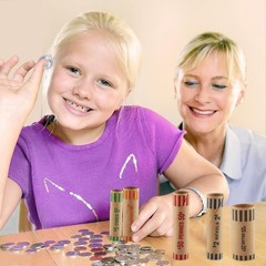 Coin Counter Sorter Tube, with Wrappers, 5-in-1 Change Machine, Organizer &