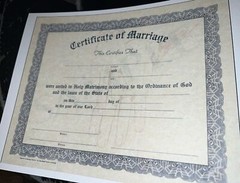 reproduction of Marriage license-comes Blank Fill in own info- 8.5” X 11”