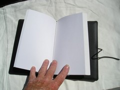 OBERON DESIGN JOURNAL COVER W/ BLANK BOOK, PURPLE IRISES NICE! 9X6″