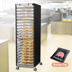 Sowokdon Bun Pan Sheet Rack 20-Tier Cover – Clear Panels, Black