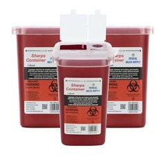 Sharps Container with Flip Lid 1 Quart – Biohazard Needle and Syringe Disposal