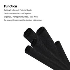 Black Self Wrap Braided Split Wire Loom Cable Sleeve Harness Management Lot