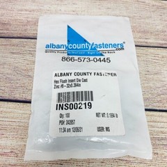Qty 100, Hex Flush Insert Die Cast Zinc #8- 32×0.394in, Albany County Fasteners