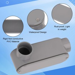 2Pack 1.5″ Rigid PVC Conduit Body Type LL with Cover & Gasket – Gray Slip x Slip