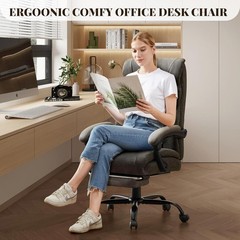500lbs Big and Tall Office Chair with Footrest Wide Ergonomic Computer Chair