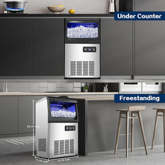 Commercial Ice Maker Machine 110LBS/24H Stainless Steel for Home Bar