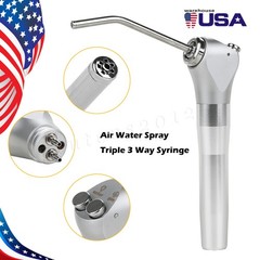 Dental Air Water Syringe Triple 3-Way Spray 2 Nozzle Tips Handpiece Autoclavable