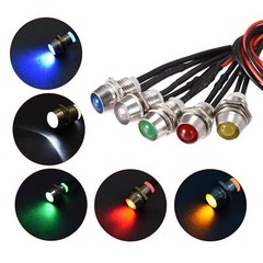 10pcs LED Indicator Light AC/DC 24V 8mm Panel Mount Red Yellow Blue Green White