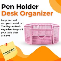 Pen Holder Desk Organizer – 9-Compartment Pencil Holder Desk Organizer with D…