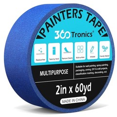 2 Rolls Blue Painters Tape 2 Inch x 60 Yards Bulk Masking Tape Wall Painting